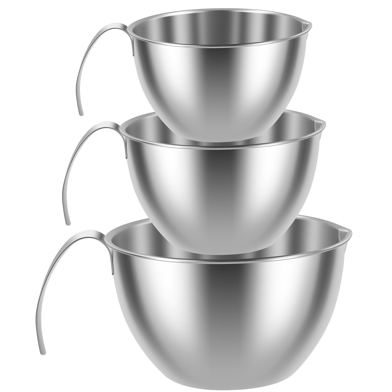 LUCKQUE Stainless Steel Mixing Bowl, 3 Sizes Nesting Bowl with Handle & Capacity Scale, Stackable Mixing Bowls, Nesting Whisking Bowl Set, Kitchen