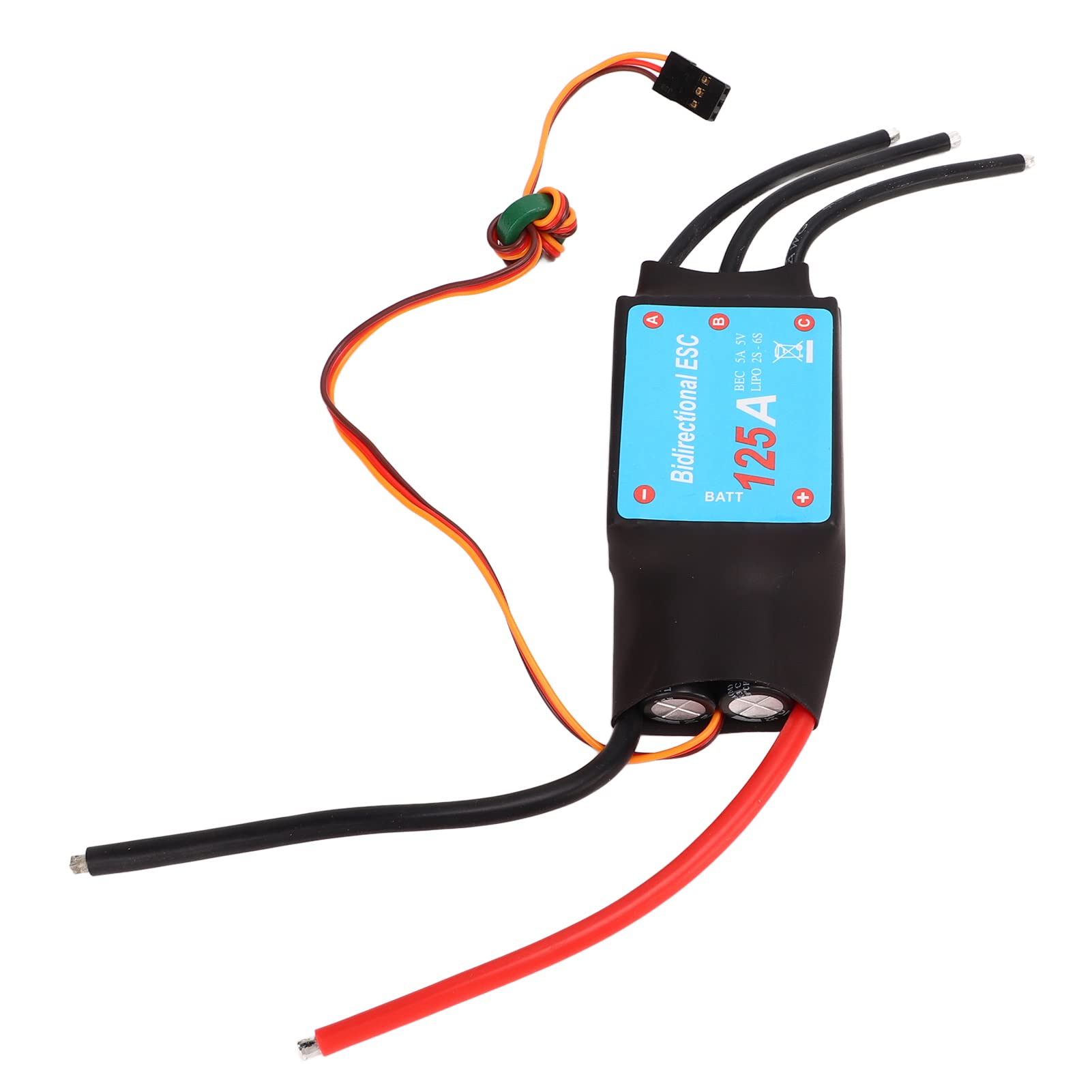 Bezszczotkowy ESC 125A czarny do łodzi RC z dwukierunkowym systemem chłodzenia wodą i obsługą śmigła podwodnego, elektroniczny regulator prędkości do zdalnego sterowania