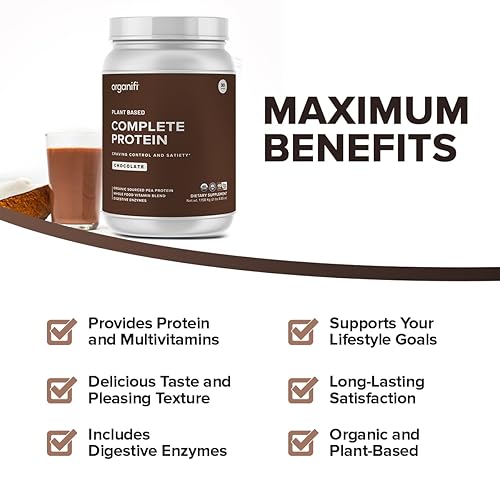 Miniatura 4 de Organifi Sabor completo de chocolate proteico - Proteína vegana orgánica a base de plantas - Suministro de 30 días - Apoya el control de antojos y