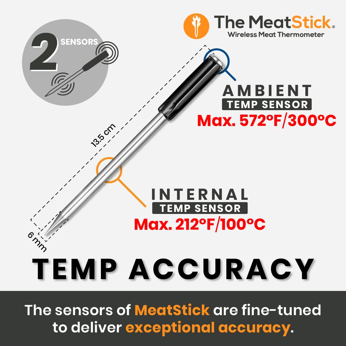 The MeatStick Xtender Set | Smart Wireless Meat Thermometer | 300ft Range Digital Food Probe with Bluetooth | for Smoking, Grilling, BBQ, Air Fryer, Deep Frying, Oven, SousVide, Rotisserie