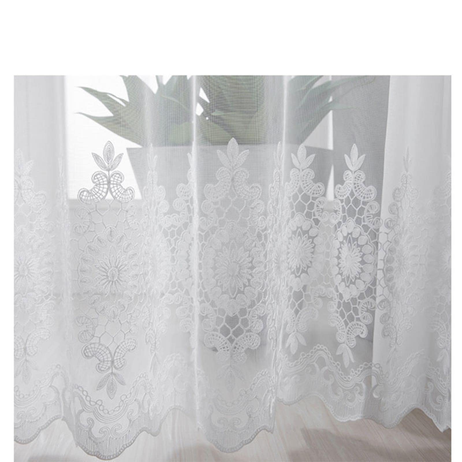 Tenda per Finestra in Tulle Bianco Floreale Ricamato per Soggiorno, Camera da Letto, Tenda in Voile Trasparente di Lusso, Decorazione per Porte