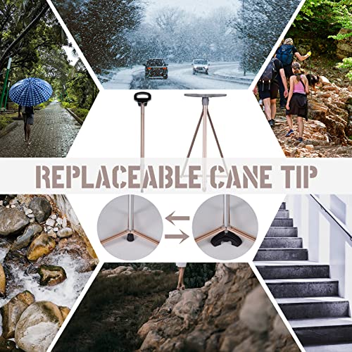 Walking Cane for Men & Women, Portable Cane Seat, Folding Cane Seat, Lightweight Sturdy Tripod Cane Stool with 2 Cane Tips, and Travel Bag,Balancing Mobility Aid Crutch for Seniors - Thumbnail 4