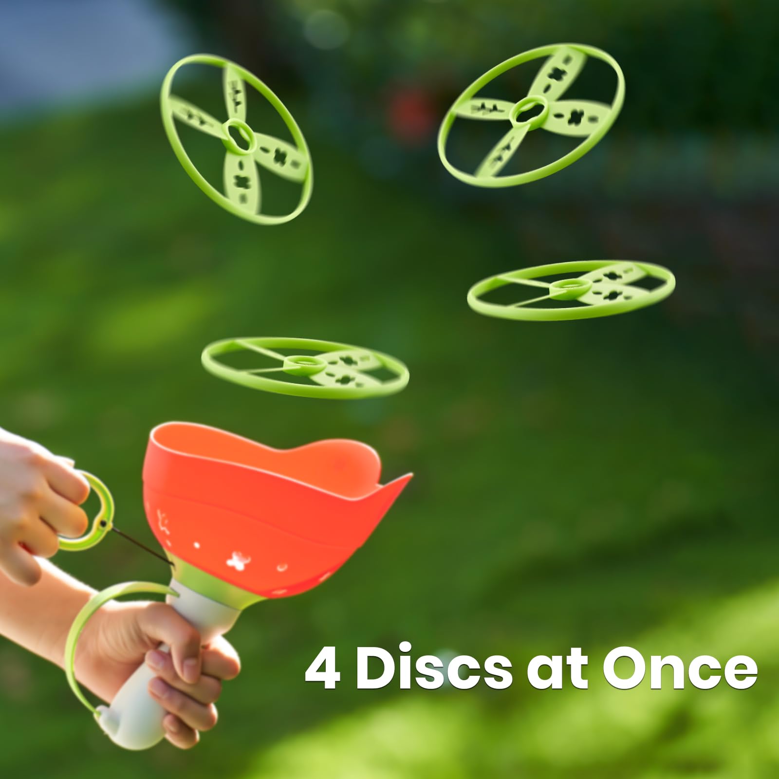 Manual Capture Game mit 12 Scheiben, Flying Disc Launcher Spielzeug, Outdoor-Spielzeug für Kinder 3-12