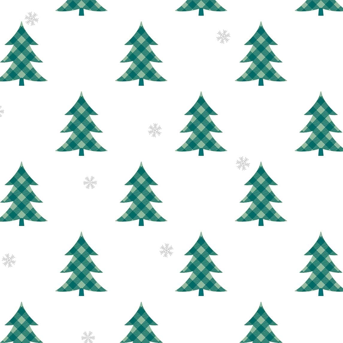 NextWall Plaid Pines Christmas Peel and Stick Wallpaper (Evergreen & Metallic Silver)