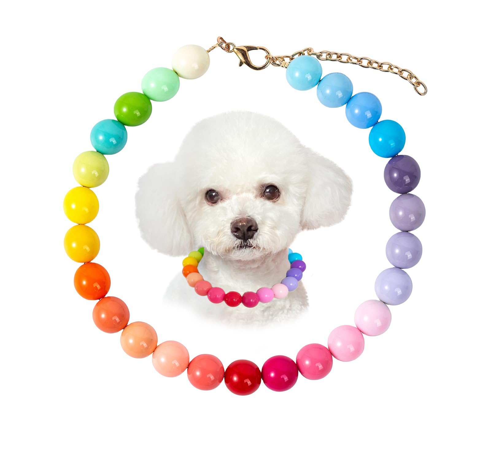 Colorful Beaded Dog Collar - Heart Flower Bear Design, Adjustable Pet Jewelry For Cats & Dogs