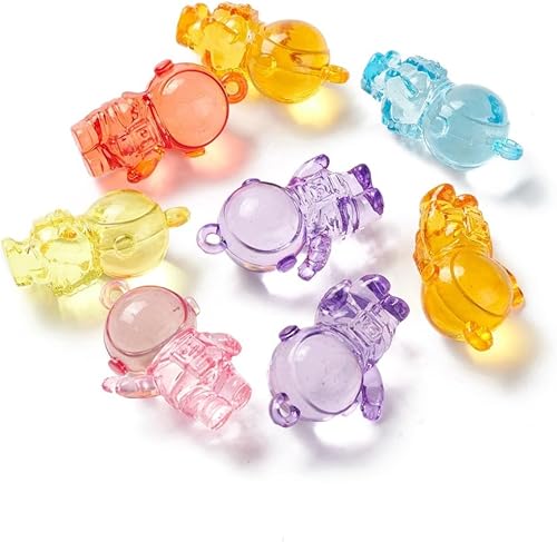 Stiesy 10 dijes acrílicos con temática espacial, dijes de astronauta de colores mixtos para collares, joyas, manualidades, 10 unidades