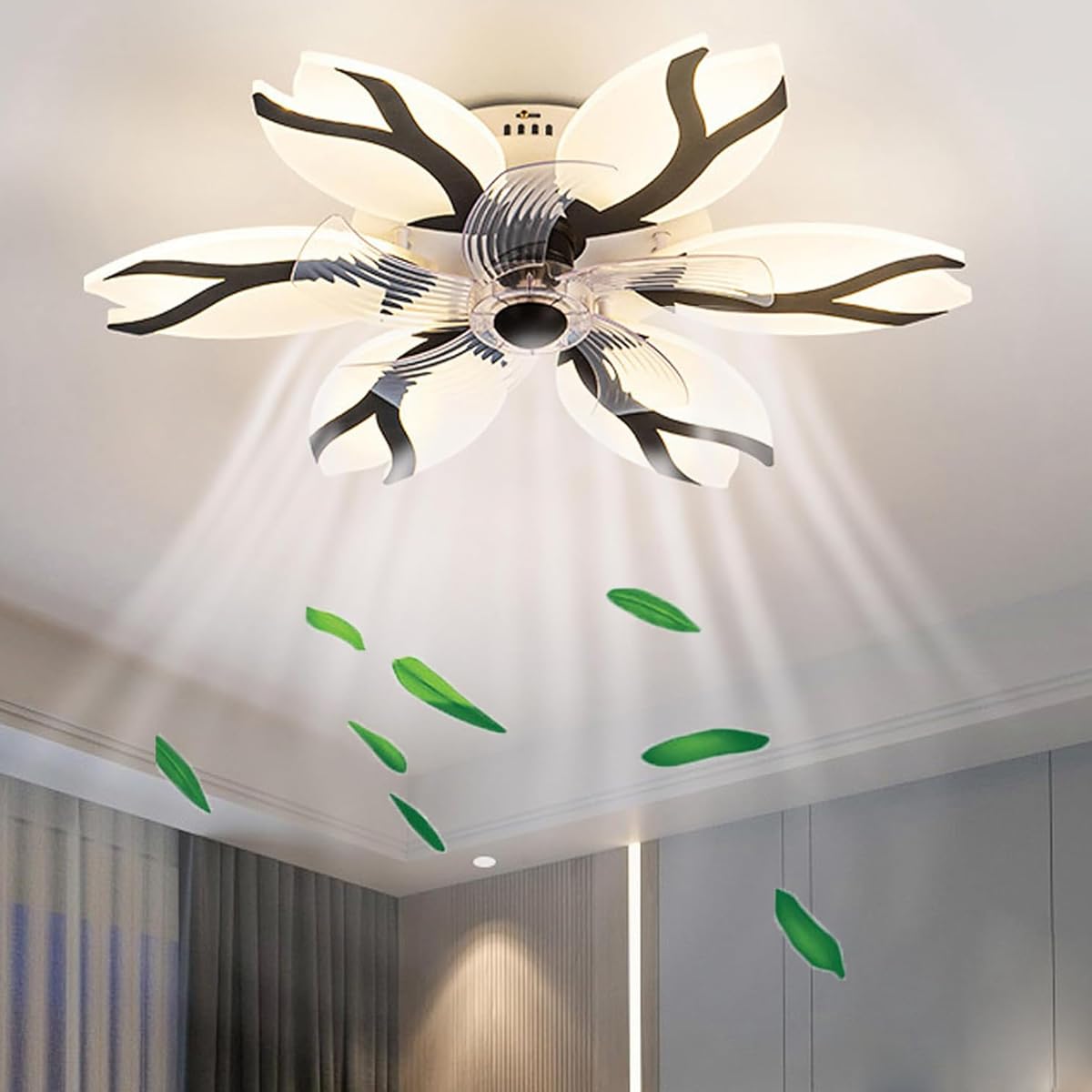 Aleaty Ceiling Fan with Lighting Modern LED Dimmable Ceiling Light with Fan with Remote Control Ceiling Fan with Light for Living Room Bedroom lamp (Black)