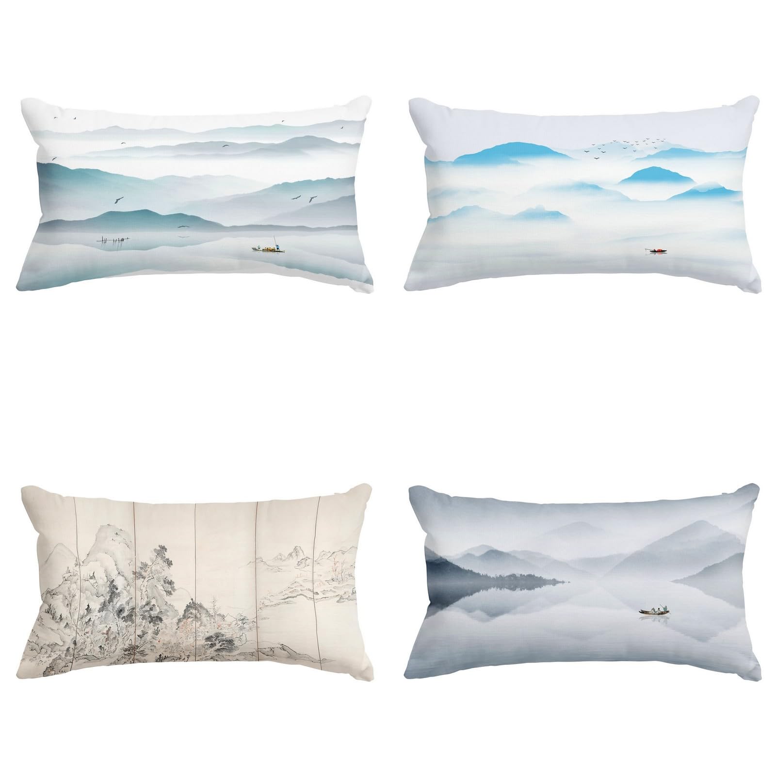 Housse coussin dossier canape CEVAN motif peinture chinoise et pop culture 50x75cm