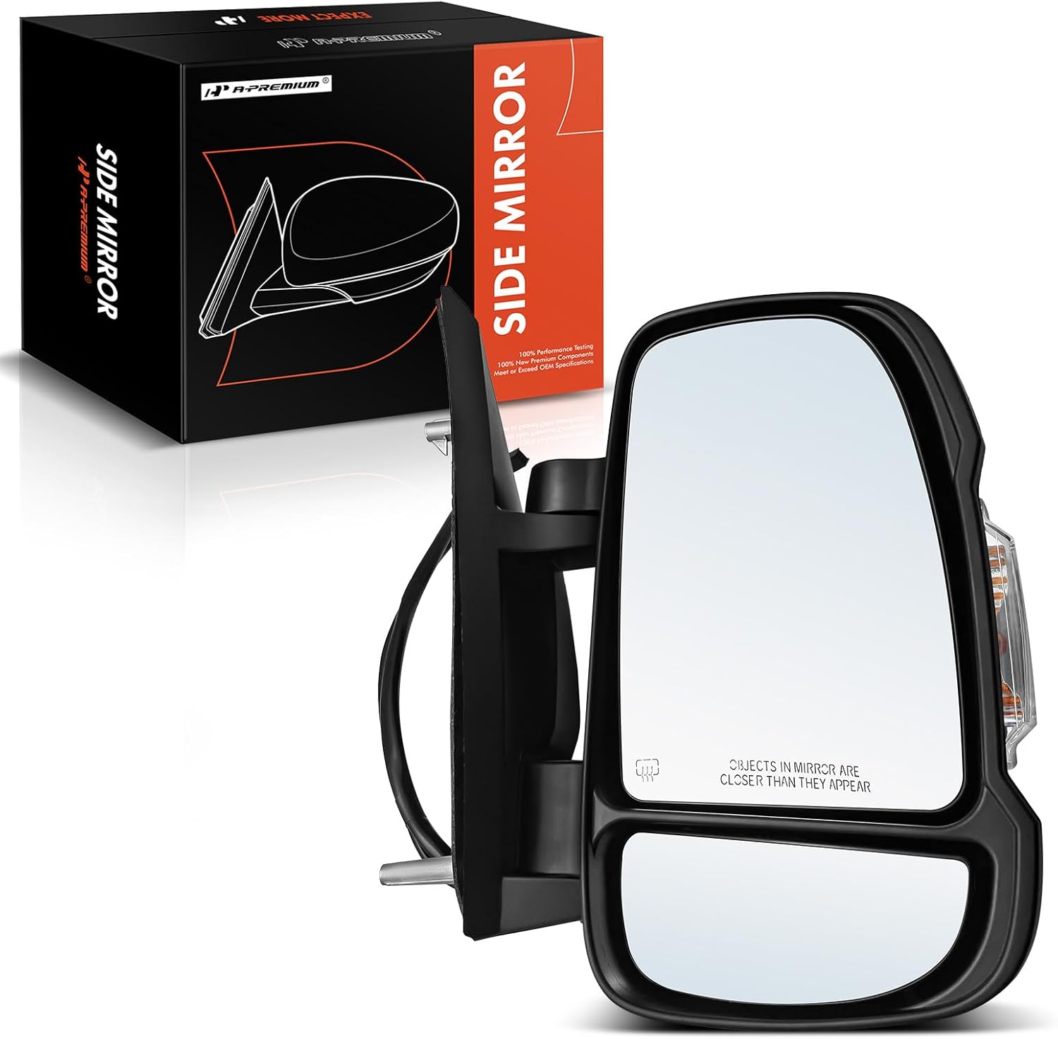 A-Premium Passenger Side Power Door Mirror - Compatible with Ram ProMaster 1500/2500/3500 2014-2023 - Heated Power Folding Black Outside Rear View Mirror w/Turn Signal - Replace# 5VF00JXWAE