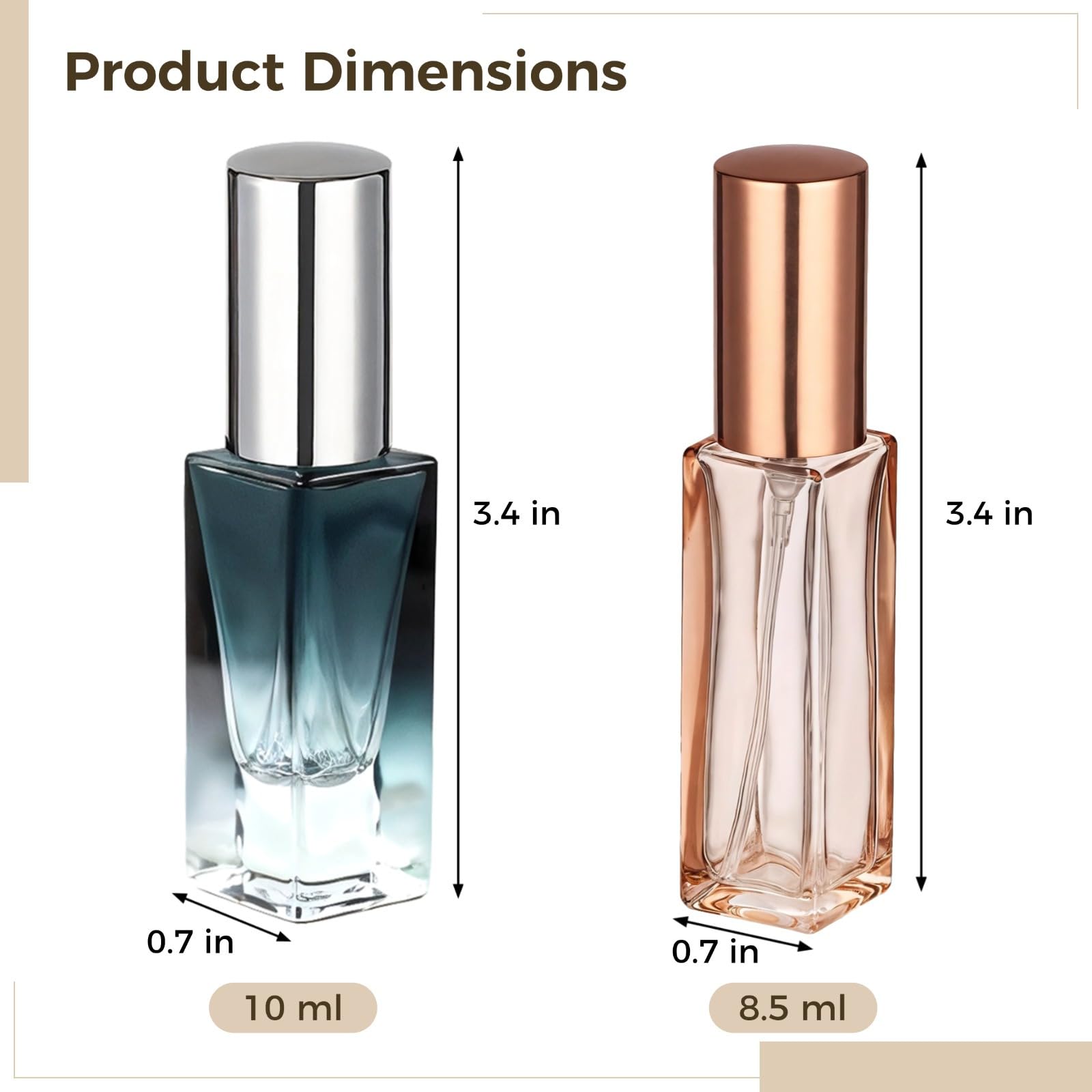 Gradientowy zestaw butelek na perfumy, 20 sztuk, 8,5 ml i 10 ml spryskiwacze podróżne, szczelne szkło, wygodna aplikacja