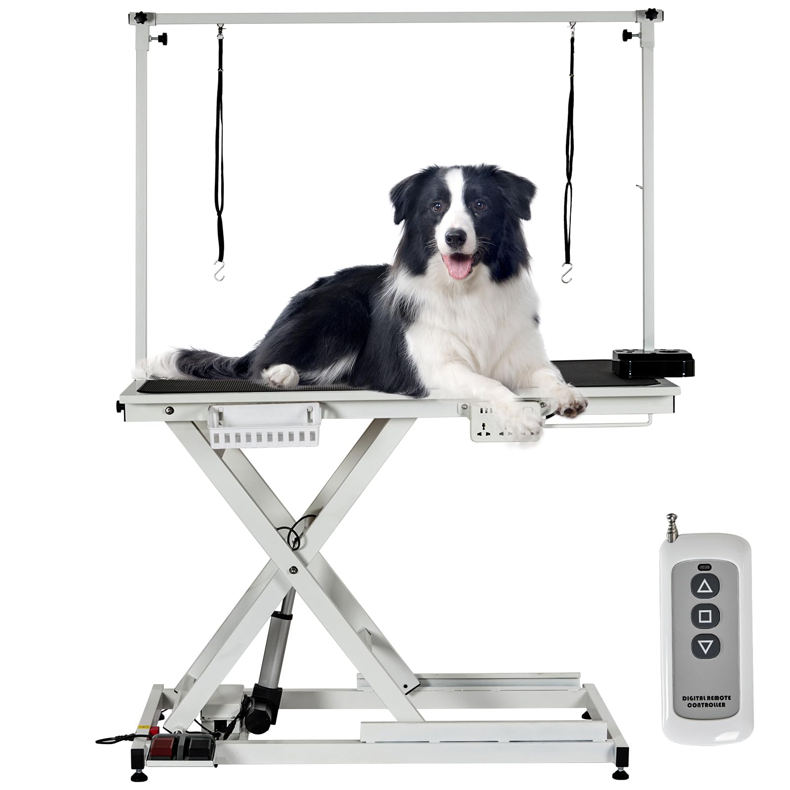 Dog Grooming Table, 50'' Electric Lift Heavy Duty Cat Grooming Table with Aluminium Overhead Arm, Adjustable Pet Grooming Table with Anti Slip