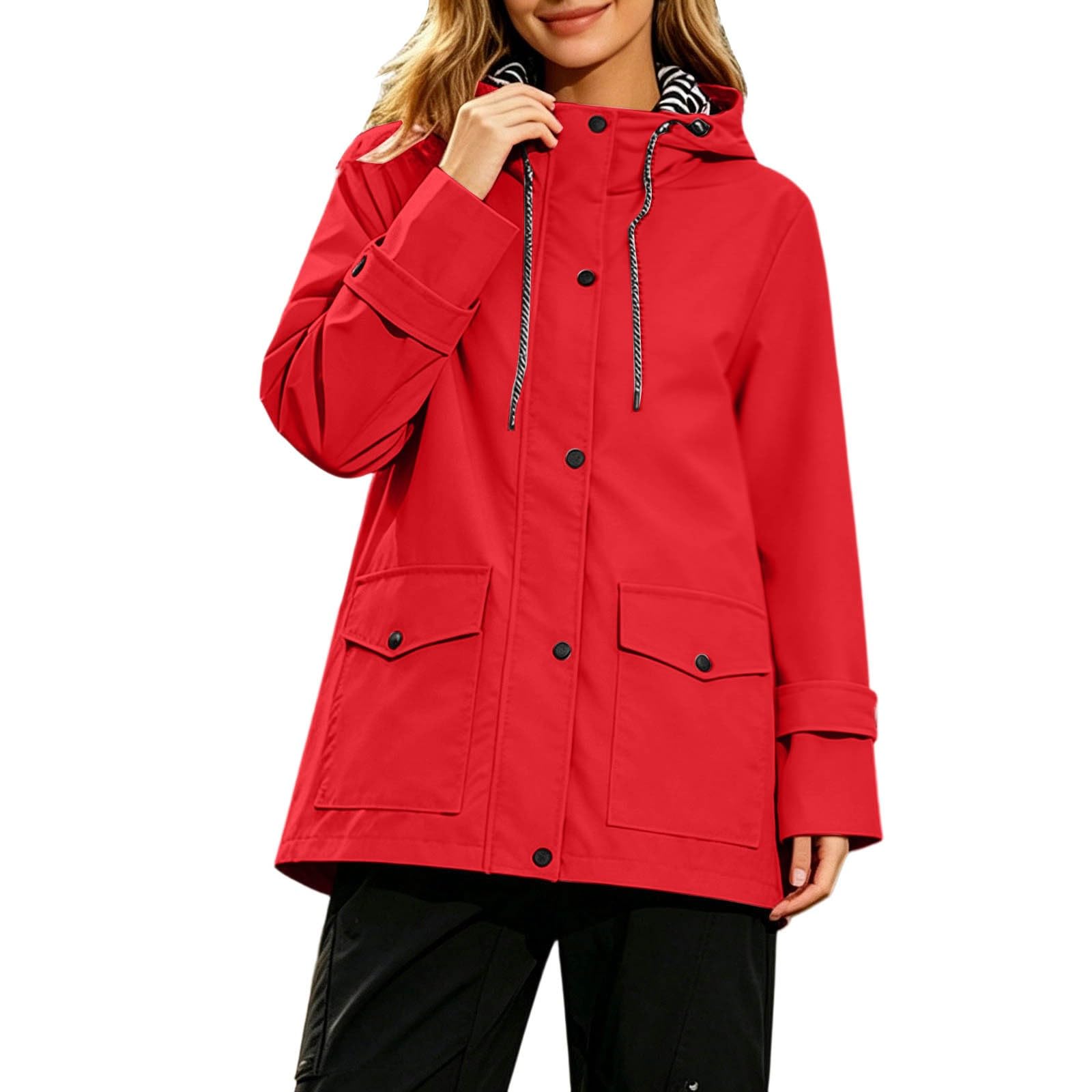 Genérico Poncho Impermeable,Abrigo Anorak Ligero Informal De Manga Larga Y Largo Medio con Capucha para Mujer Ideal para OtoñO