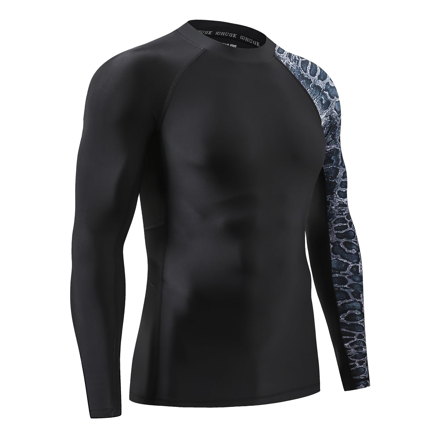 HUGE SPORTS Rash Guard Maniche Lunghe, Uomo - Maglia Protettiva in Speciale Tessuto Elastico - Protezione Solare UV (UPF) 50+