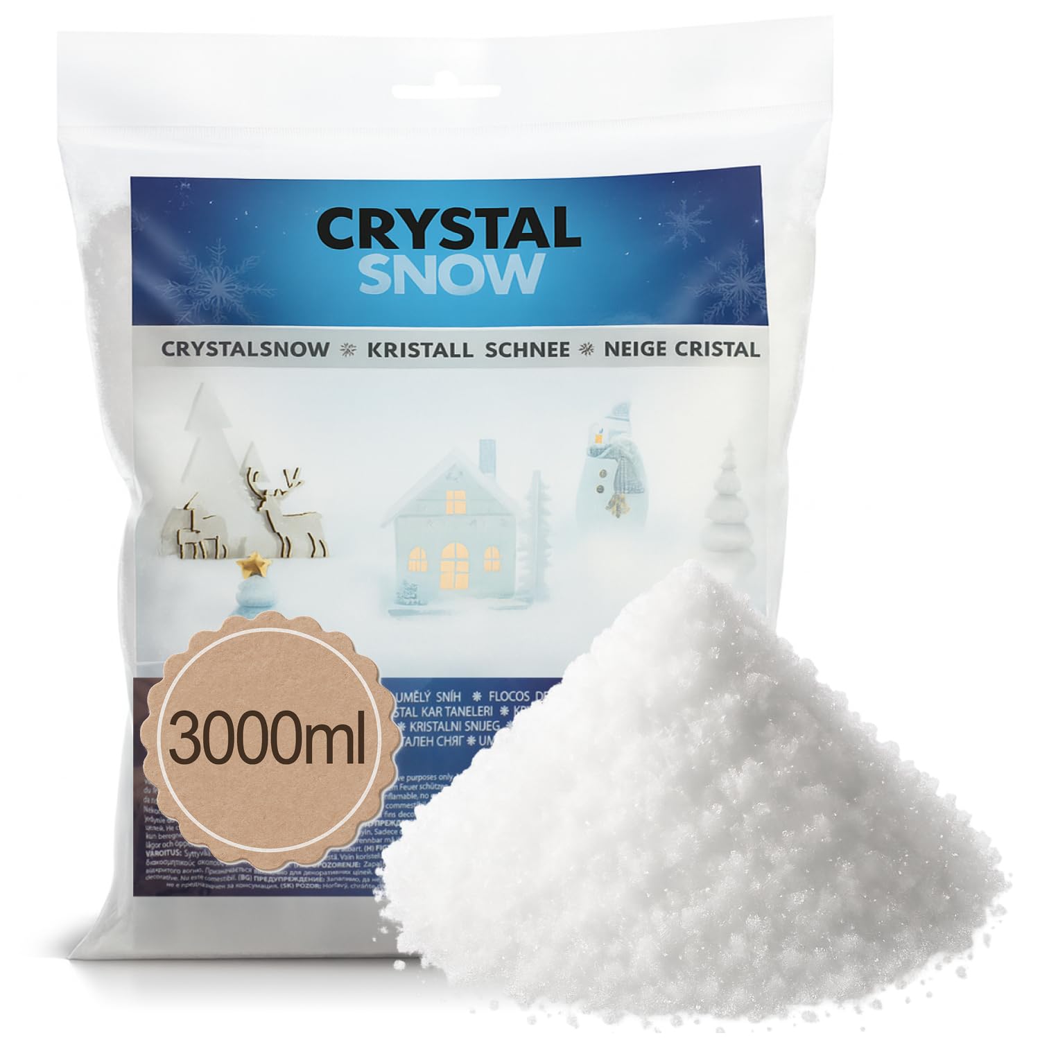 COM-FOUR® 3 litry krysztalowego sniegu do dekoracji i rekodziela - Sztuczny snieg jako dekoracja swiateczna - Dekoracja zimowa ze sztucznego sniegu (3 litry - krysztalowy snieg)