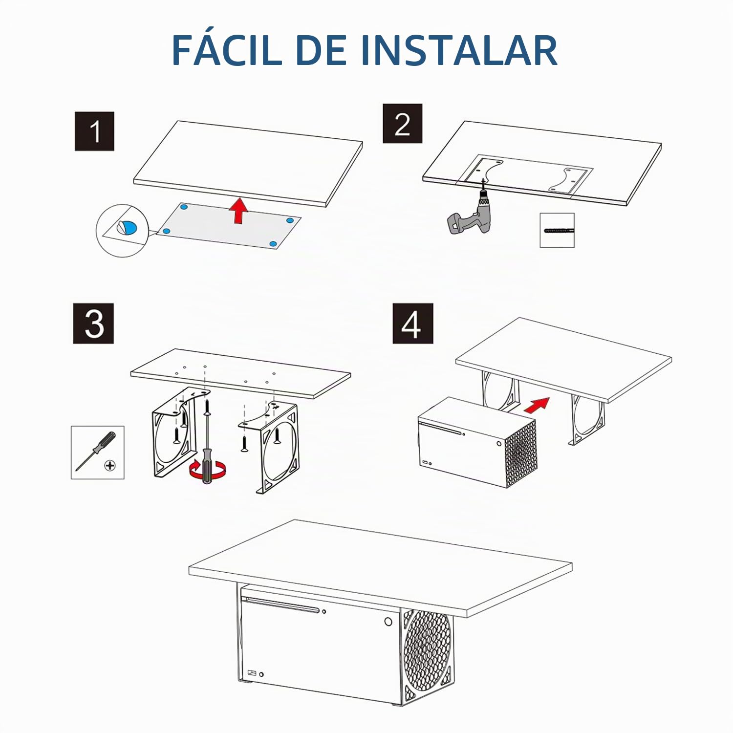 Monzlteck Soporte Debajo del Escritorio para Xbox Series X, Soporte Sigilo para XSX