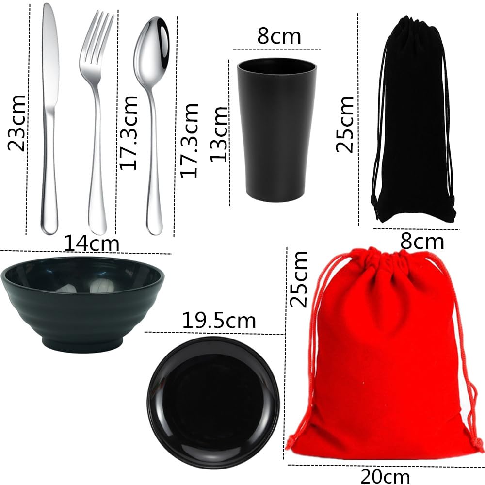 Camping Utensils, Camping Plates and Bowls Set, Camping Cooking Utensils Set, Lightweight BBQ Serving Plates, Cutlery Set - Image 2