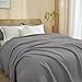 AMWAN Grey Quilted Grid Blankets Full Size Cotton Blend Jersey Knit Thermal Blanket Soft Plaid Blanket Lightweight Warm for All Seasons Women and Men 80x90 in