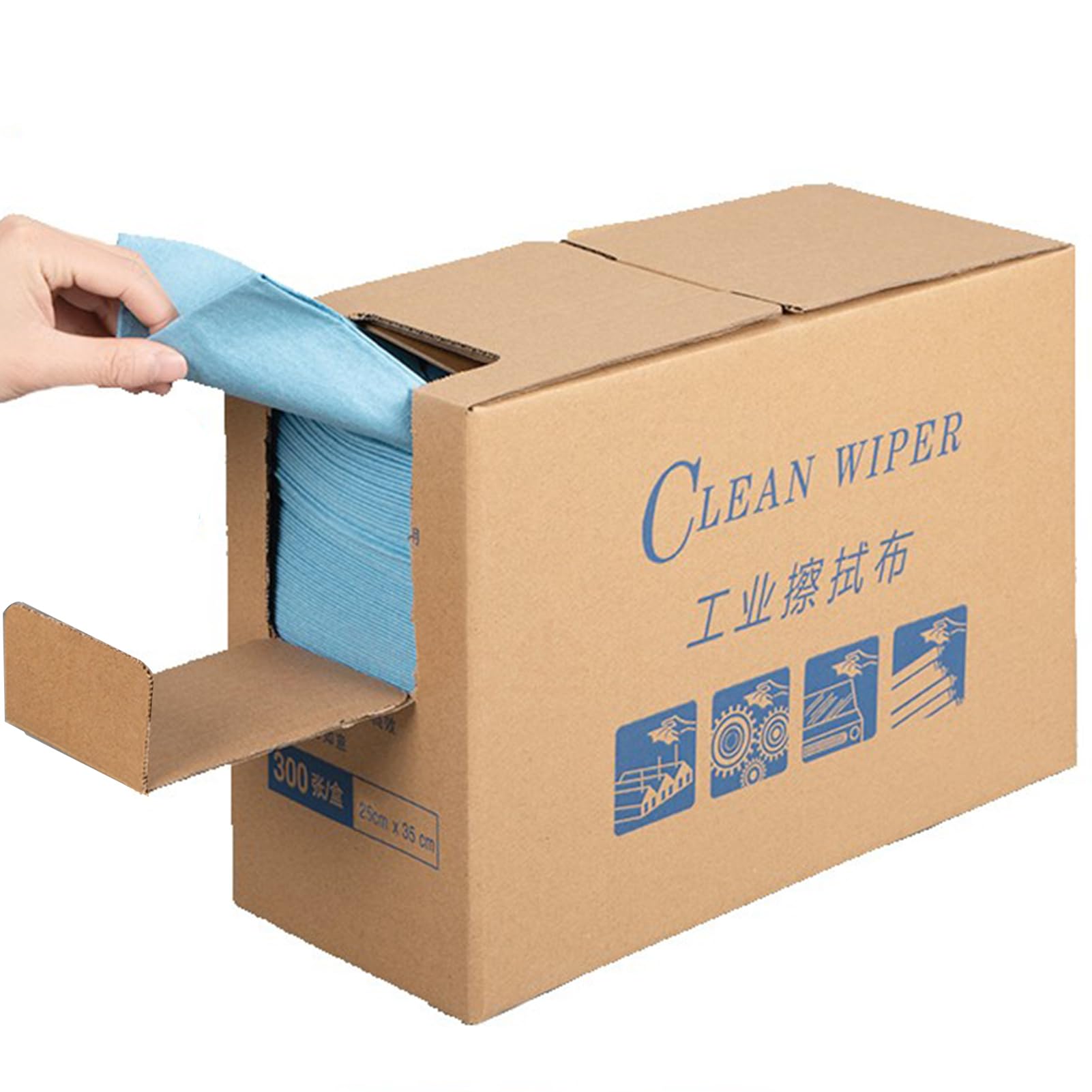 WOWNOVAReinforced Folding Wiping Cloth for Industrial Use, 300 Count Multi-Purpose Cleaning Absorbent Cloth for Industrial Repair, Maintenance, Paint Spraying and Laminating (12"x14")