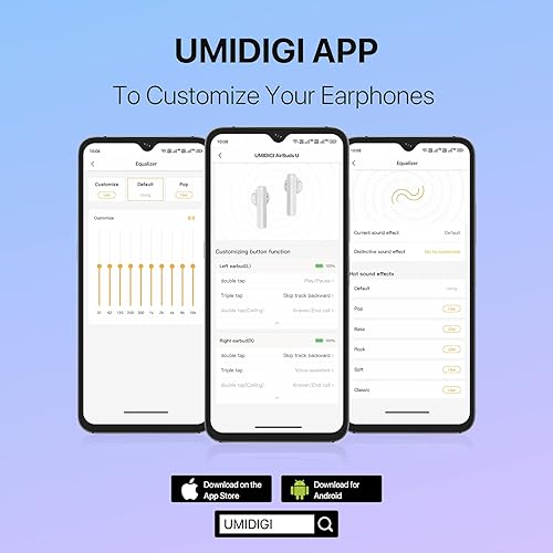 Miniatura 6 de UMIDIGI Auriculares inalámbricos, auriculares inalámbricos AirBuds U con micrófonos, auriculares Bluetooth 5.1 en la oreja, auriculares Bluetooth