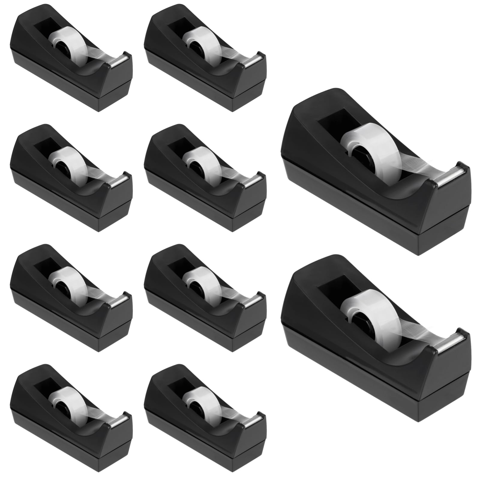 Set di 10 dispenser per nastro adesivo da scrivania, 15,2 x 4,9 x 6,4 cm, portatile, in plastica, con lame affilate, base antiscivolo, per forniture per casa e ufficio