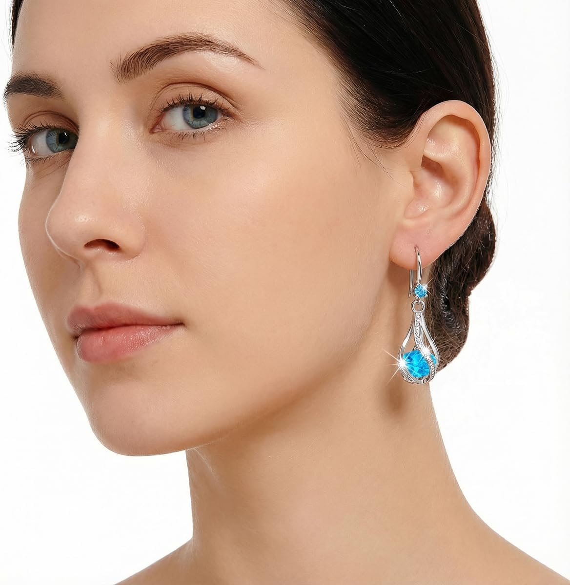 925 Sterling Silver Dangle Earrings for Women 14K Gold French Style Drop Hoop Dainty Cubic Zirconia Hypoallergenic Trendy Jewelry for Mother Wife Daughter Anniversary Birthday Gifts - Image 3