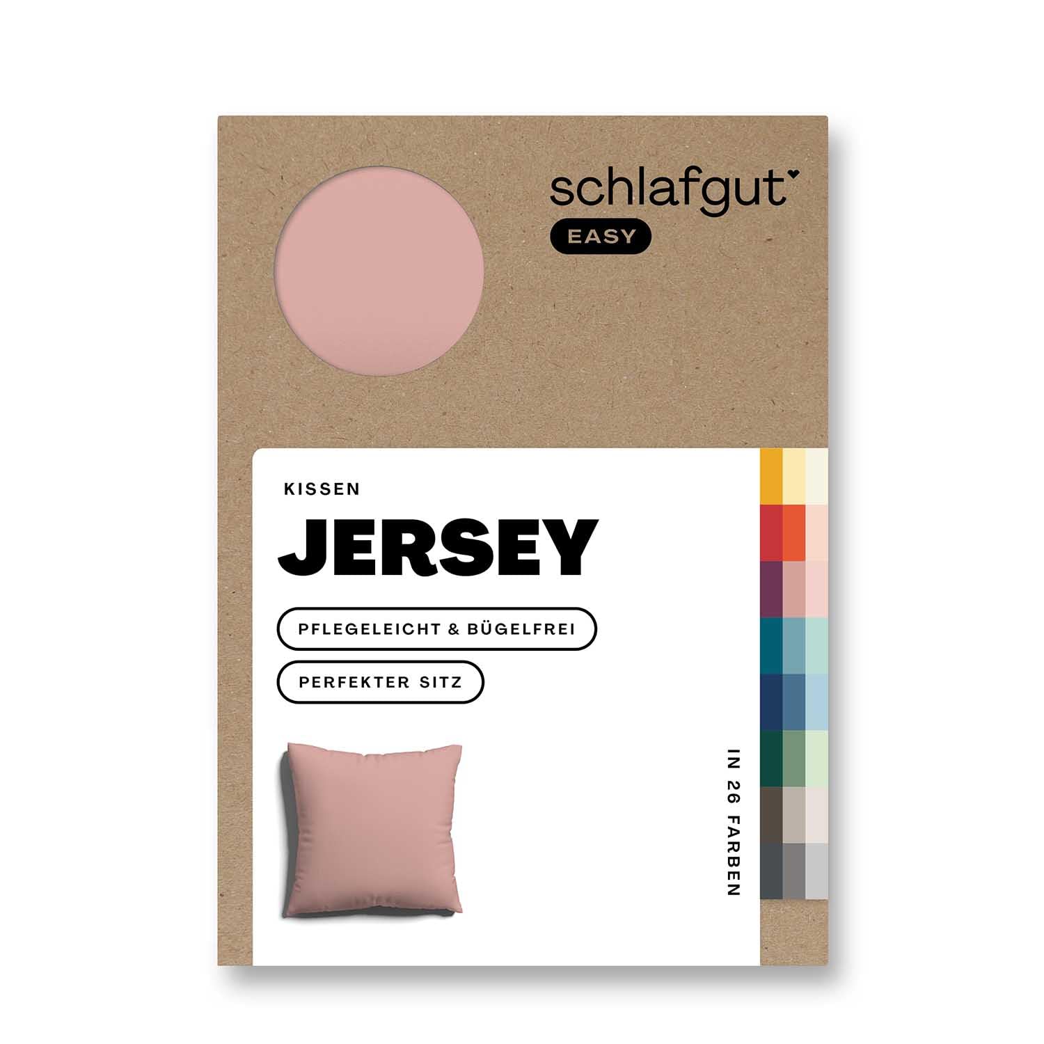schlafgut Easy Mako-Jersey Kissenbezug 40x40 cm Purple Mid (Mauve) – 100% Baumwolle Kopfkissenbezug Bügelfrei mit Ton-in-Ton Reißverschluss – Made in Green by Oeko-TEX