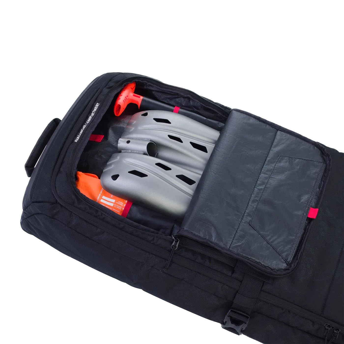 EVOC Snow Gear Roller Ski- und Snowboardtasche (für 3-4 Paar Ski oder 2 Snowboards, gepolstert, zusammenfaltbar, austauschbare Skate-Rollen, Lawinenfach)