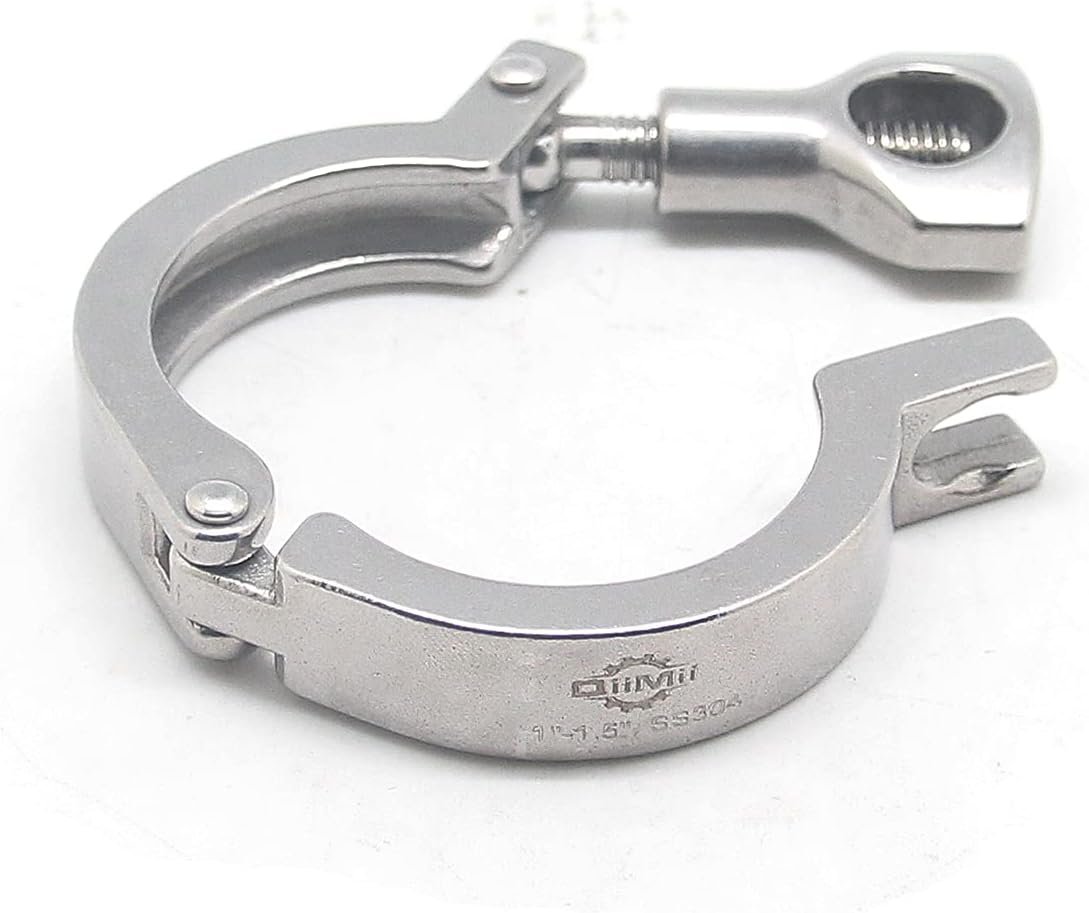 QiiMii 13MHHM Stainless Steel 304 Single Pin Heavy Duty Tri Clamp with Wing Nut for Ferrule TC 1.5"(2 Pack) (1.5 Inch)