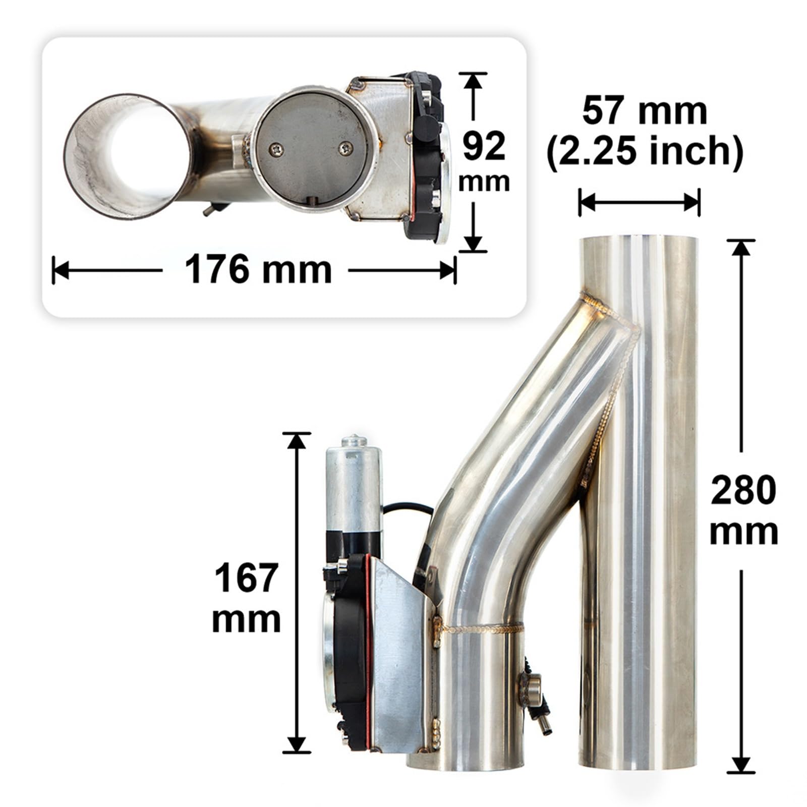 Sistemi de válvula de cierre de escape, tubos de escape de acero inoxidable de 2.0 a 3 pulgadas con control remoto, tubo de válvula doble, kit de silenciador de escape en Y(2.25inch)
