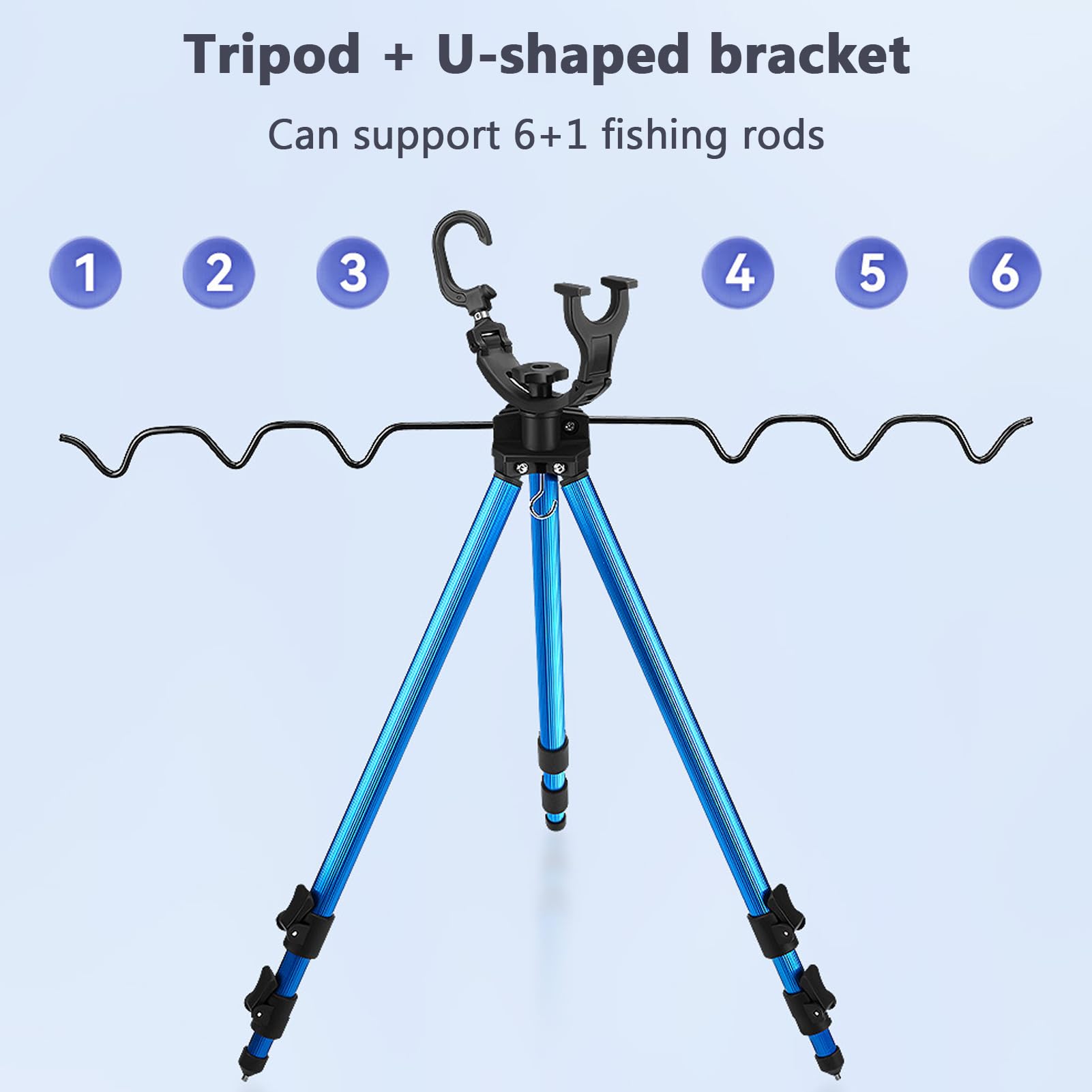 Soporte para caña de pescar telescópico portátil de aleación de aluminio, soporte para trípode, soporte ajustable para caña de pescar para entusiastas de la pesca en la