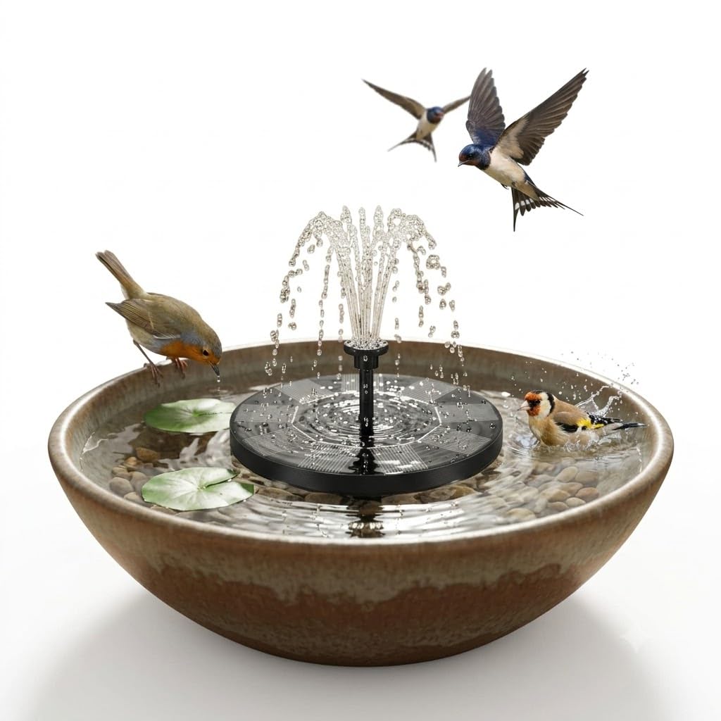 DRUMSTONE (5 Year Warranty) 2.5W Solar Fountain Pump for Bird Bath, Floating Solar Water Fountain with Multi Spray Nozzles, Automatic Water Feature for Garden, Pond, Fish Tank & Outdoor Decoration-image-28