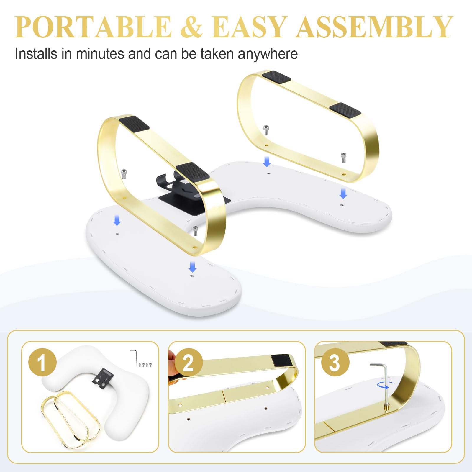 Bracciolo per unghie con supporto rotante per telefono, bracciolo per unghie Tech, in pelle PU, poggia mano a forma di U per tecnologia delle unghie, poggiamani per manicure per piedi, bianco