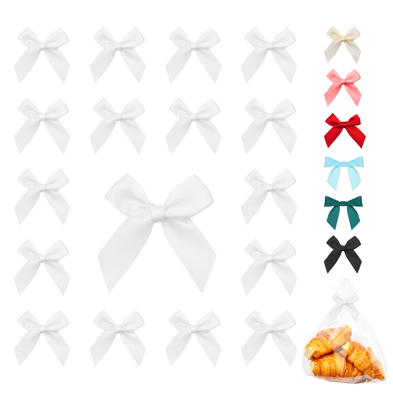 60 Mini Fiocchi In Raso Bianco Da 1,7 Pollici – Adesivi Fai Da Te Per Bomboniere, Regali E Scrapbooking