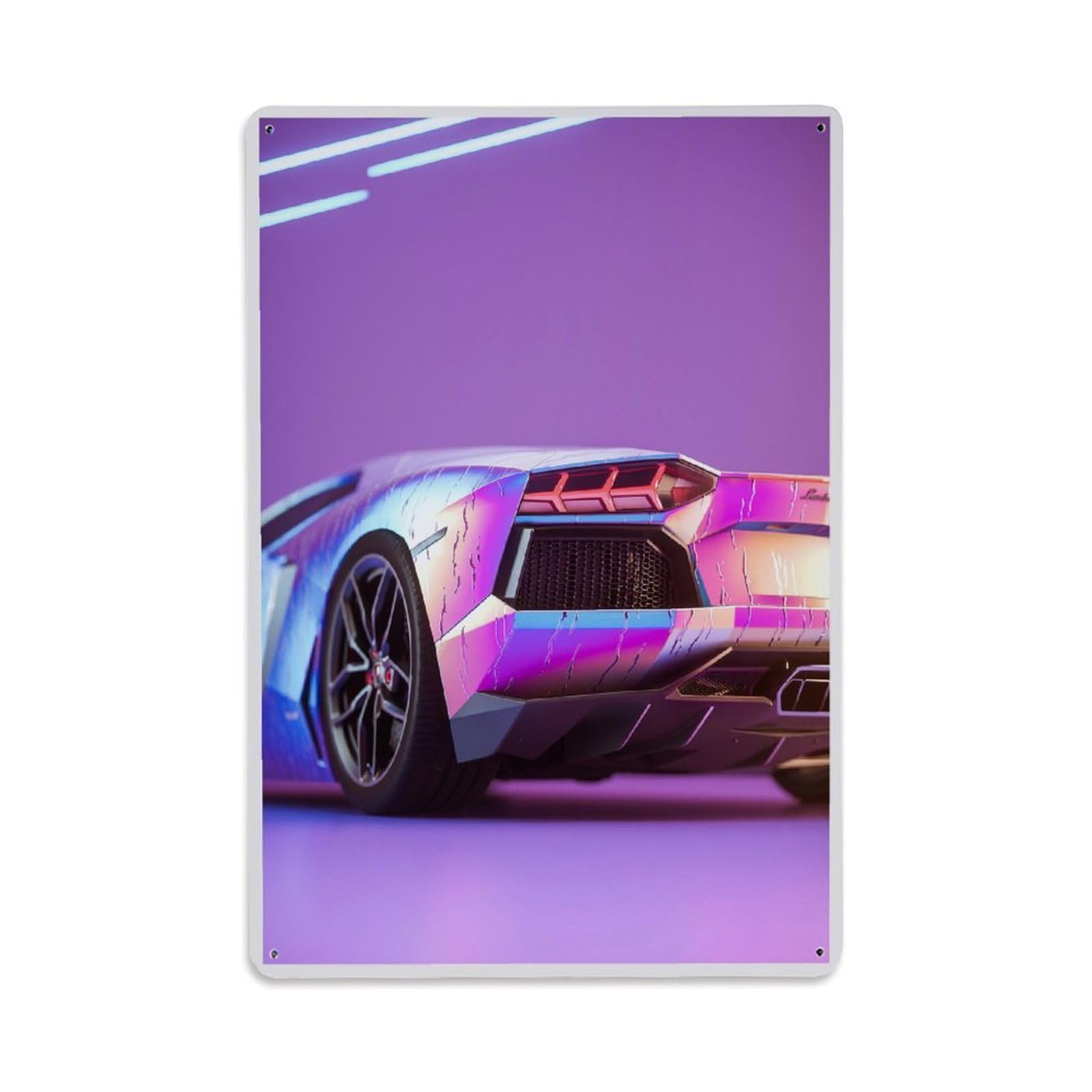 Italian Racing Car Neon Aventador Sport Car Metal Tin Sign Plaque Wall Decor for Cafe, Club, Garden Metal Poster 8x12Inch