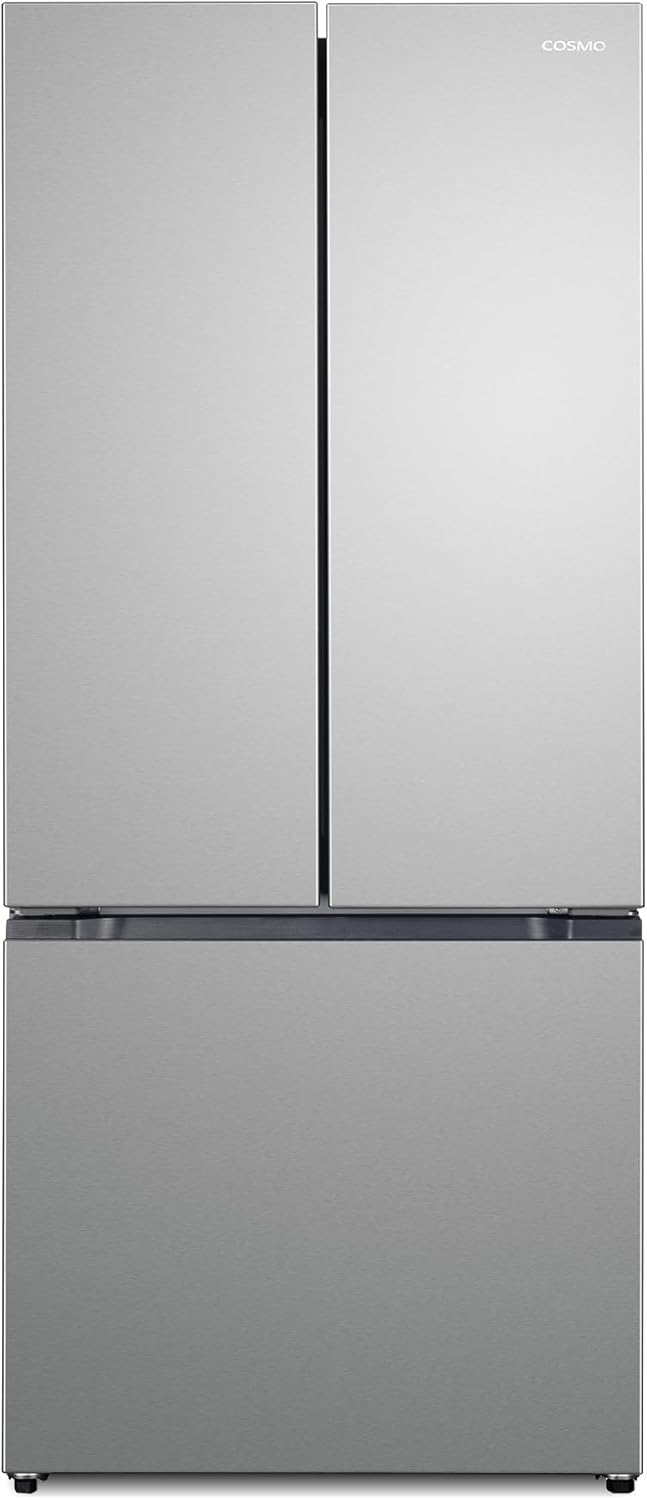 COSMO COS-RFFV183RS 30 in. 17.5 cu. ft. Counter Depth 3 French Door Refrigerator with Freezer Drawer and Recessed Handles in Fingerprint Resistant Stainless Steel product image