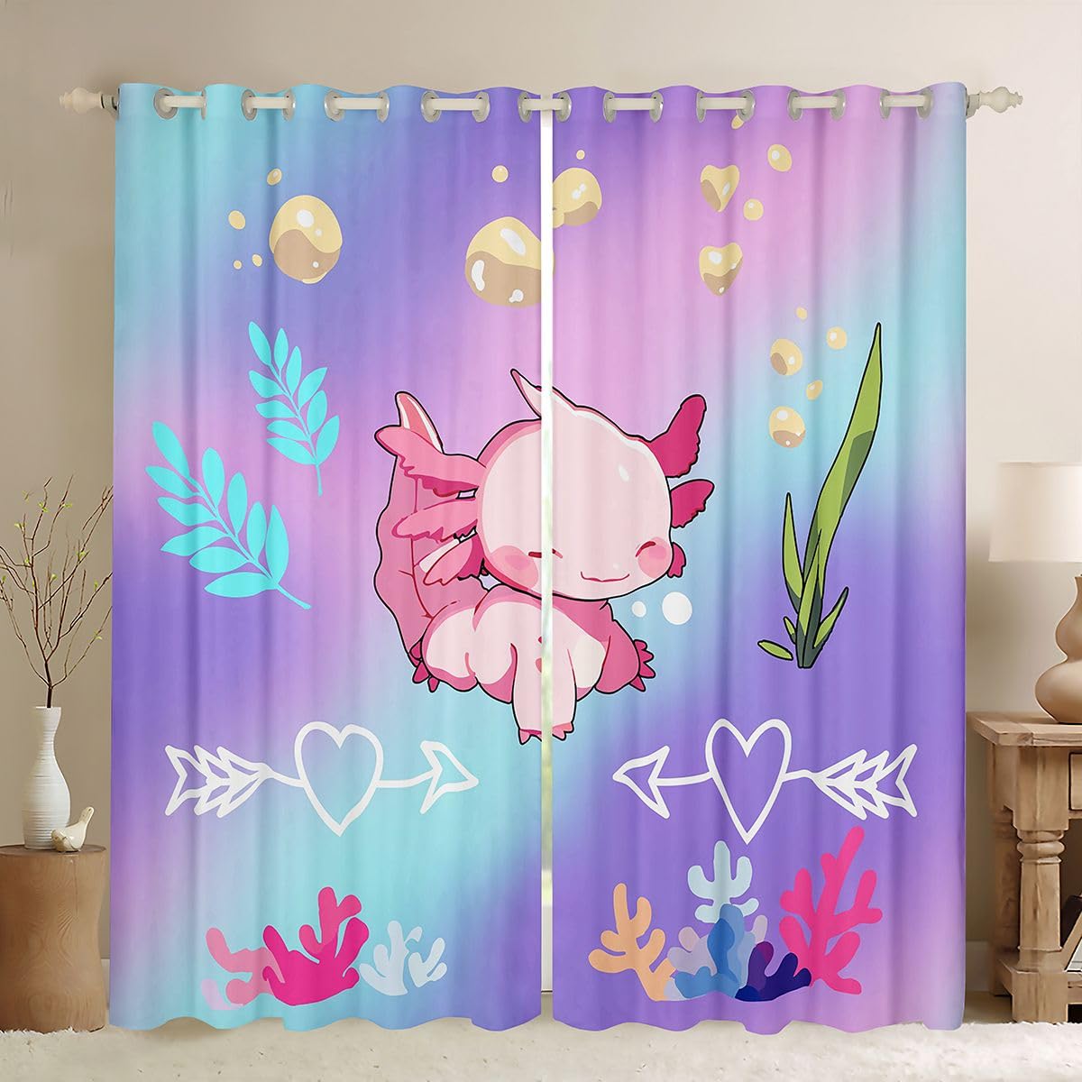 Rideau occultant axolotl 140x175 cm Homewish pour chambre fille