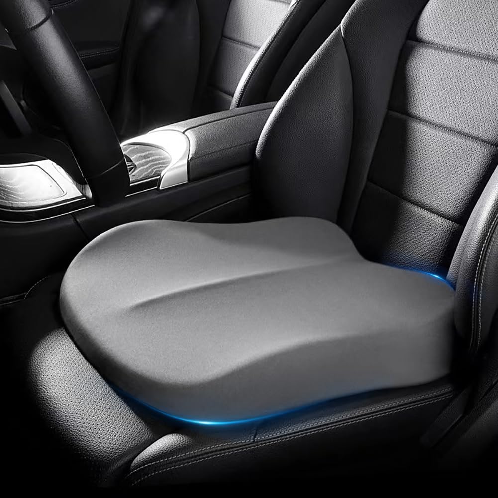 KAYBTNT Cojin Asiento Coche Conductor, Cojin Coxis Ortopedico Ergonomico, Cómoda Espuma Viscoelástica, Cojin Elevador Coche Adulto, para Silla de Oficina, Silla Gaming, Silla de Ruedas, Camión,Gris