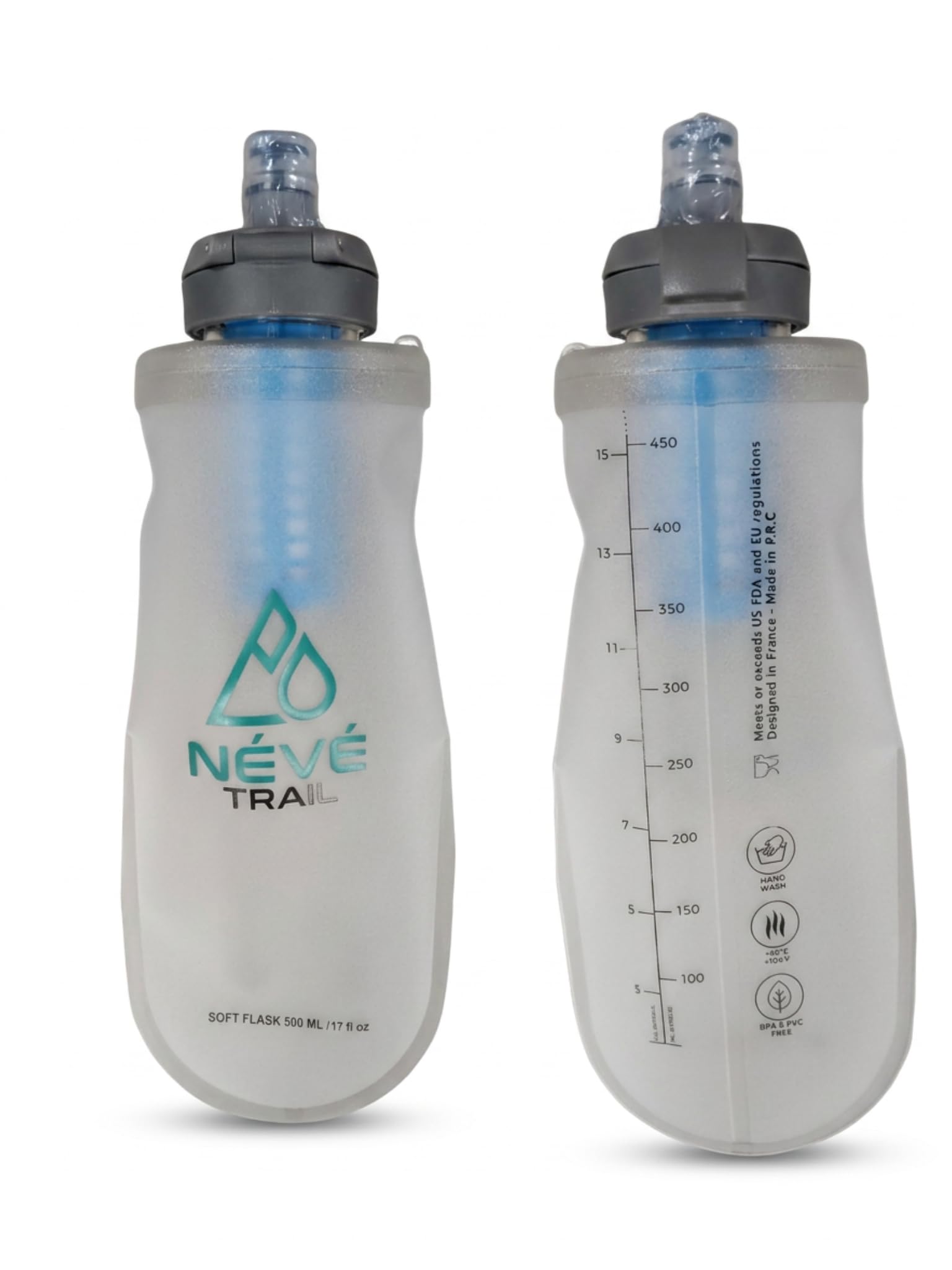 Gourde Filtrante 500 ml, compressible pour filtration de l'eau, pour le trail, la randonnée, les voyages, la pêche, le vélo ; sans BPA