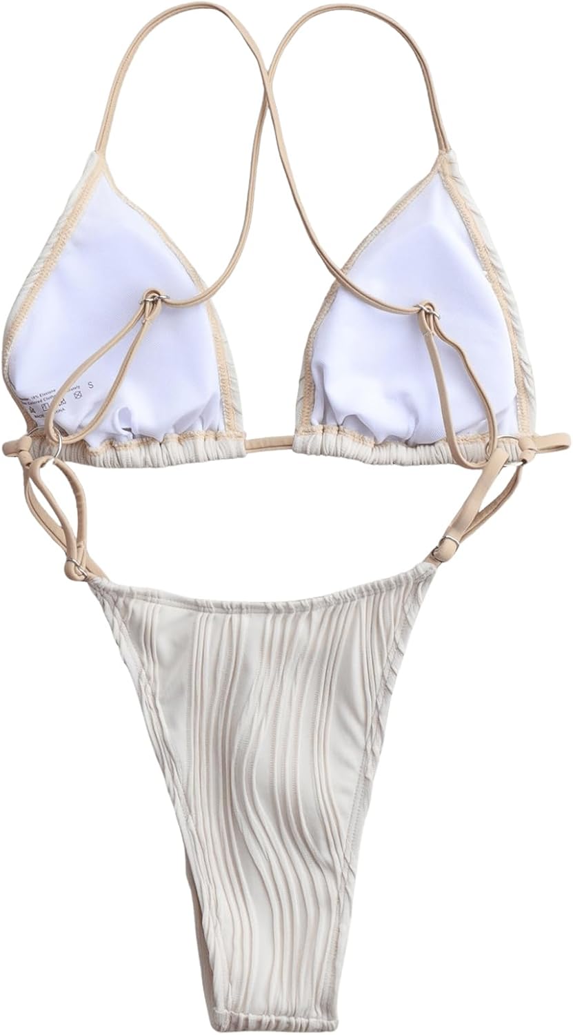 OYOANGLE Women's Sexy One Piece Swimsuit Criss Cross String Bikini Swimsuits Thong Bathing Suits