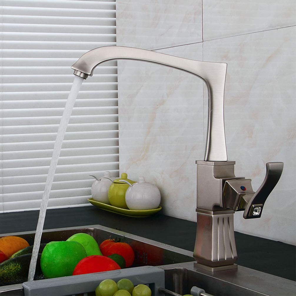 ZYCHSJXA Kitchen Faucets Black Bronze Painting Rotating Copper Crane Sink Faucet Hot and Cold Water Brass Taps Mixer Taps,Brushed Nickel