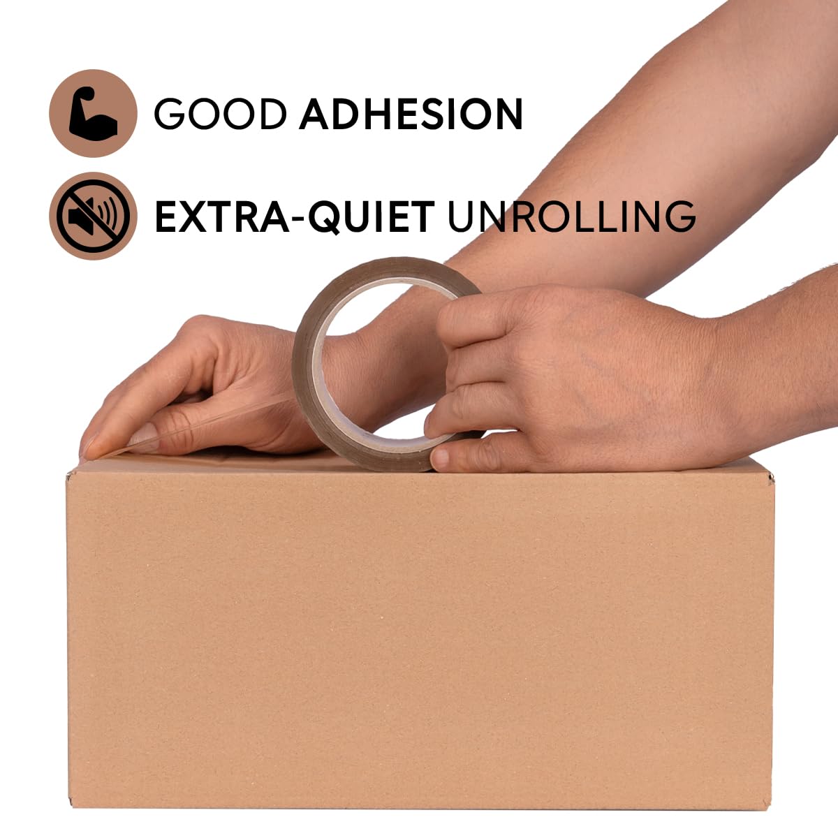 verpacking PP ruban adhésif 50 mm x 66 m brun [modèle, couleur & quantité au choix] - ruban d'emballage à déroulement extra silencieux pour paquets - 96 rouleaux