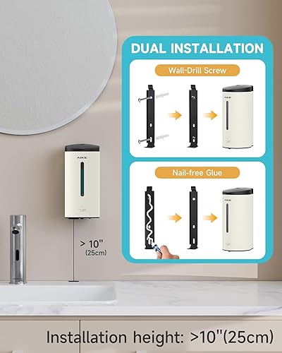 Miniatura 2 de AIKE Dispensador automático de jabón líquido para montaje en pared, acero inoxidable comercial con gran capacidad de 25 onzas, ahorra tiempo,