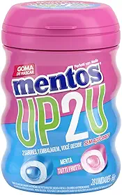 Gomas de Mascar, Mentos, UP2U, Sem Açúcar, Sabor de Menta e Tutti-Frutti - 56g | 28 Unidades