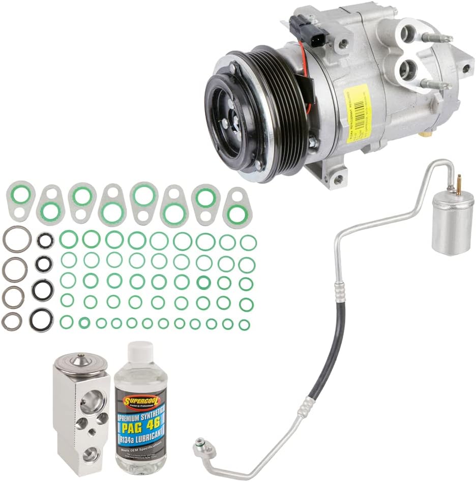 AC Compressor & A/C Kit For 2010 Ford Flex & Lincoln MKT EcoBoost - Includes Drier, Expansion Valve, Oil & O-Ring Seals - BuyAutoParts 60-85866RK New