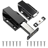 2 Pack Magnetic Push Latches, Push to Open Magnetic Cabinet Latch, Magnetic Touch Release Latches with Strong Pop Out, Magnetic Cabinet Door Catch for Kitchen Cabinets Cupboards Drawers, Black