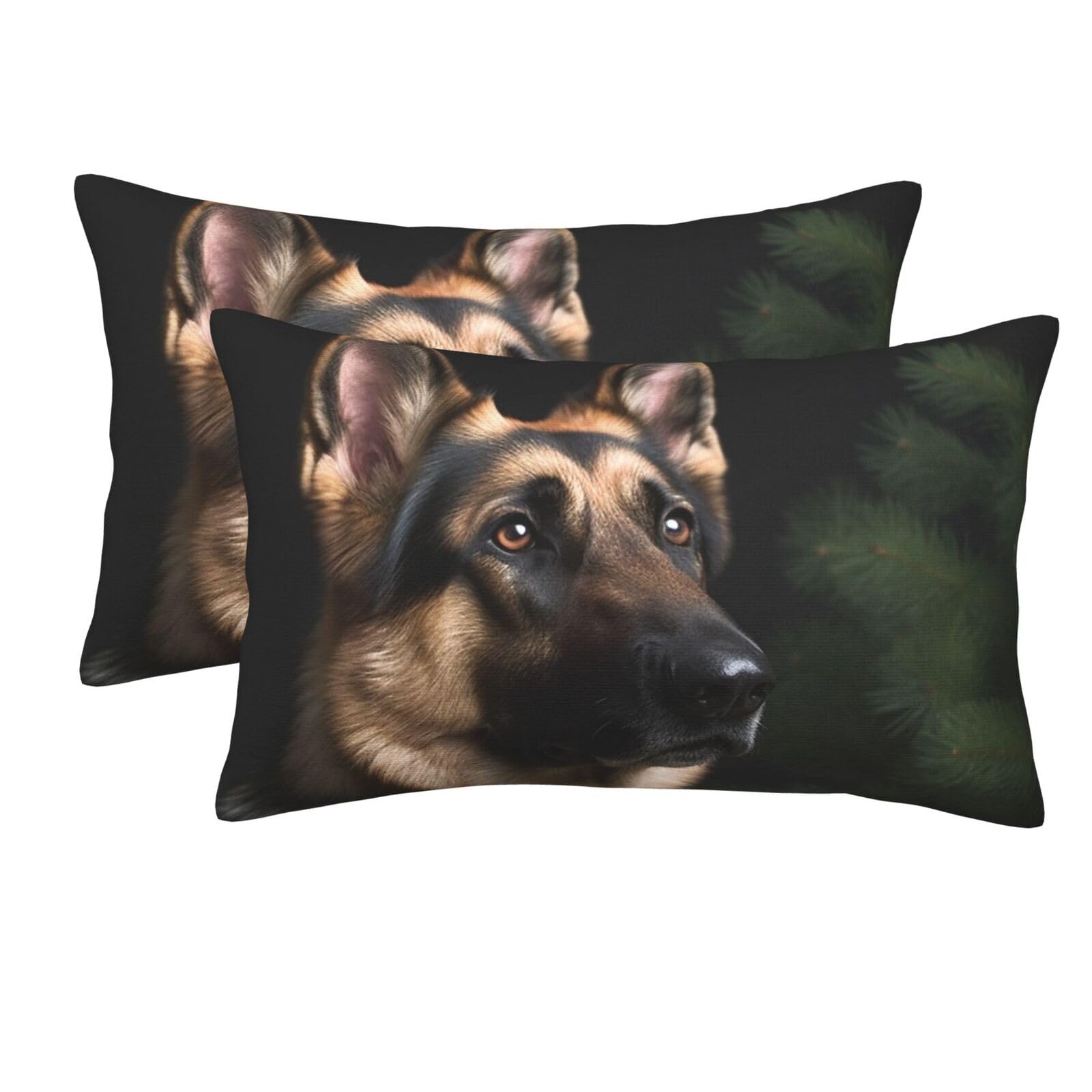 2 Pack Pillow Cases with Hidden Zipper, Soft Breathable Pillowcase for Hair and Skin, 16"x24" Pillow Covers for Sleeping Gift Bed Pillow Case German Shepherd Pillowcases