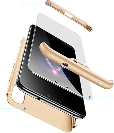 BESTCASESKIN Funda Xiaomi Mi A2 Lite, Carcasa M?vil de Protecci?n de 360? 3 en 1 Desmontable con HD Protector de Pantalla Carcasa Caso Case Cover para Xiaomi Mi A2 Lite (Oro)