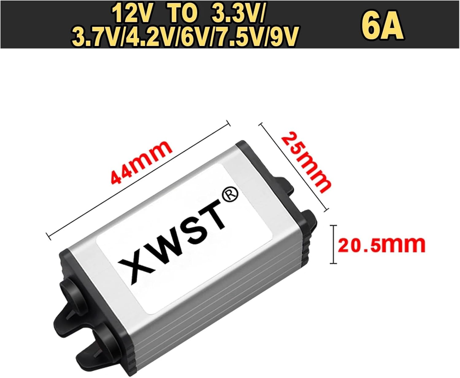 DC DC Waterproof Converter 12V to 3.3V 3.7V 4.2V 6V 7.5V 9V Voltage Regulator 4A 6A Step Down Buck Inverter Transfomer Module(6A Aluminum S,12V-6V)