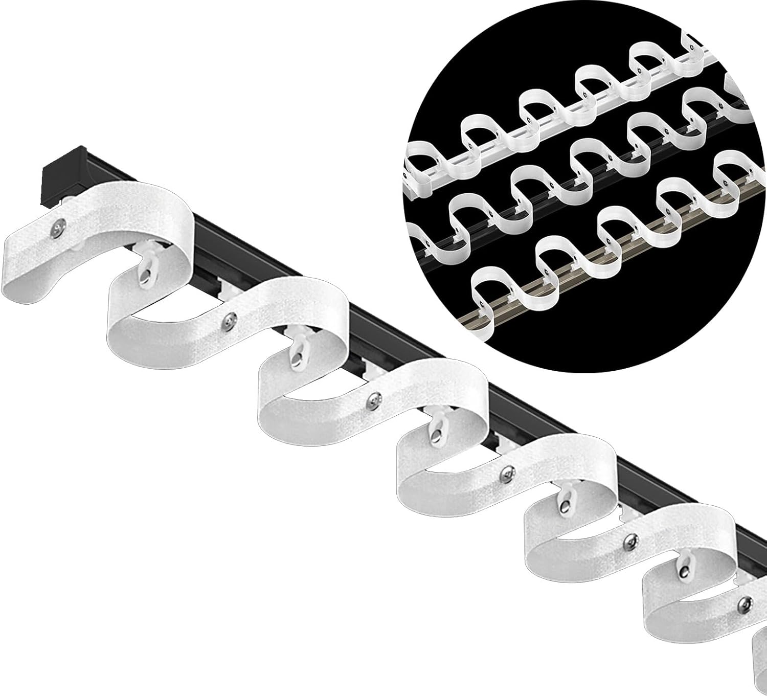 S-Shaped Aluminium Curtain Track System for Room Dividers, Wall Curtains, Easy-Slide Rail for Office & Living Room, Adjustable Ceiling Mounting, Durable & Stylish Design