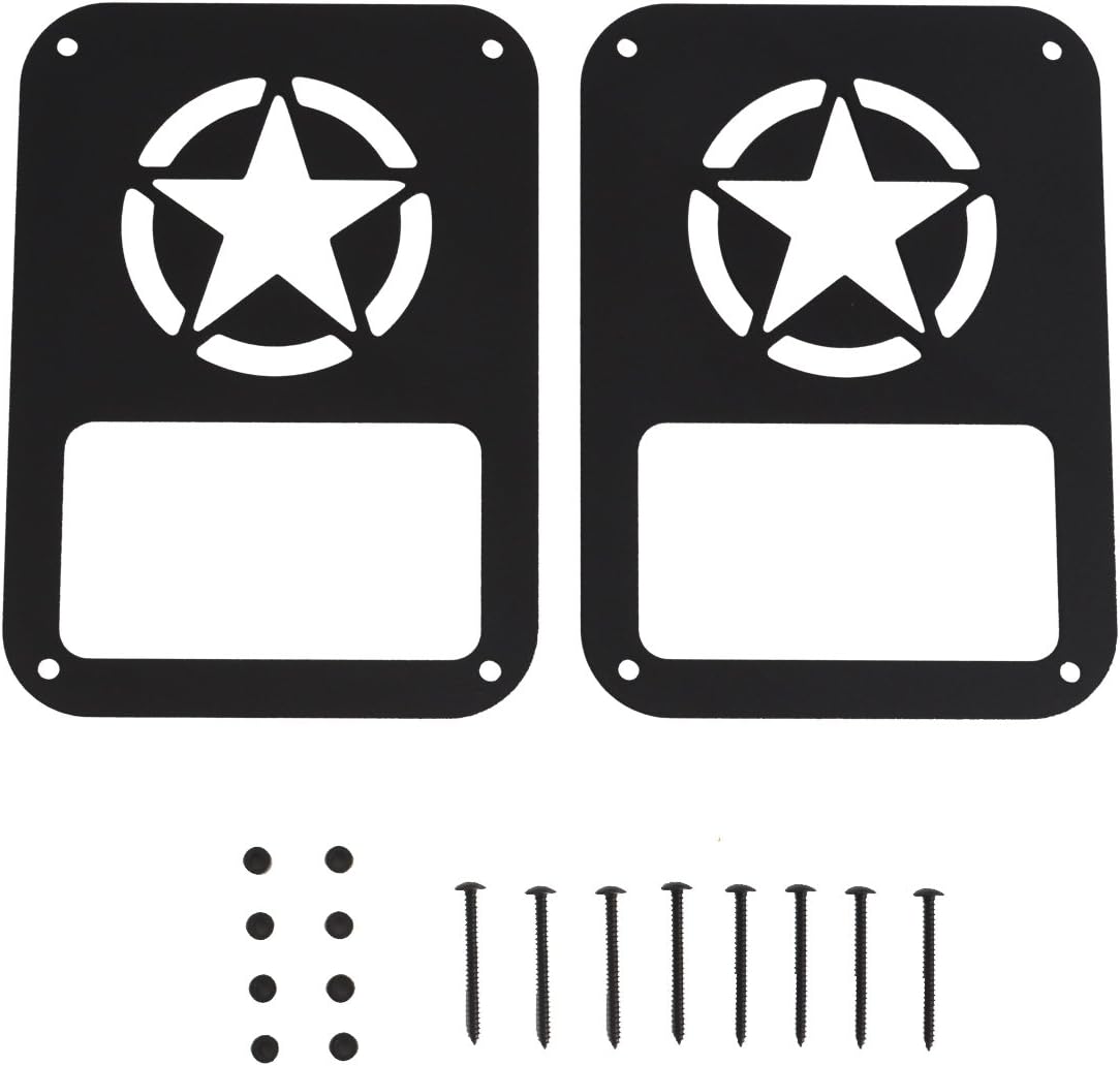 JK Star Tail Light Cover Tail Lamp Guard Cage Protector for Jeep JK Wrangler & Unlimited 2007-2018 - Pair